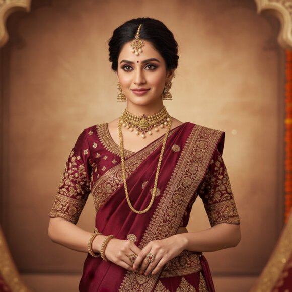 Stunning Indian Temple Jewelry Set 24k Goldplated, Kemp Stones - Set of 4 Lot! - Picture 9 of 9